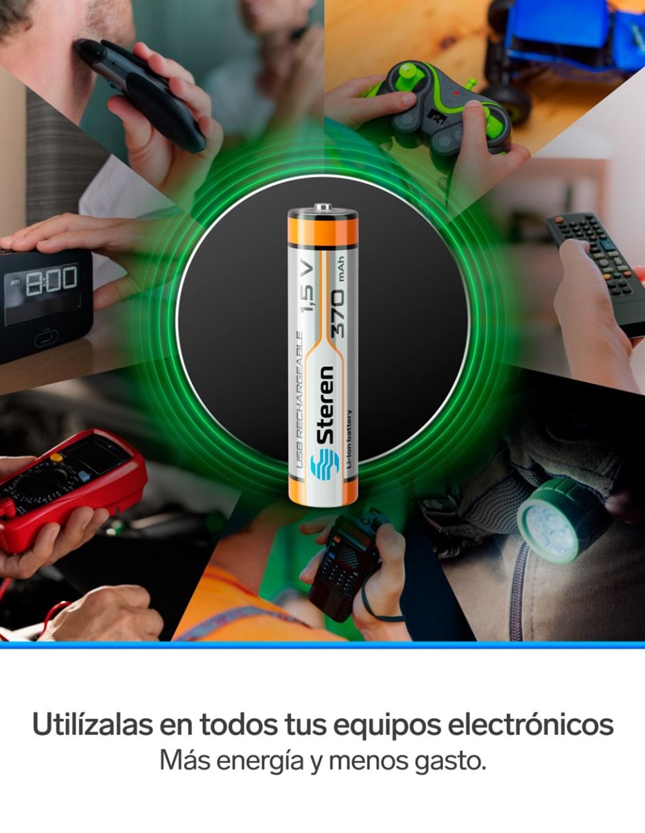 Paquete de pilas AAA Litio Steren 3.7 V 4