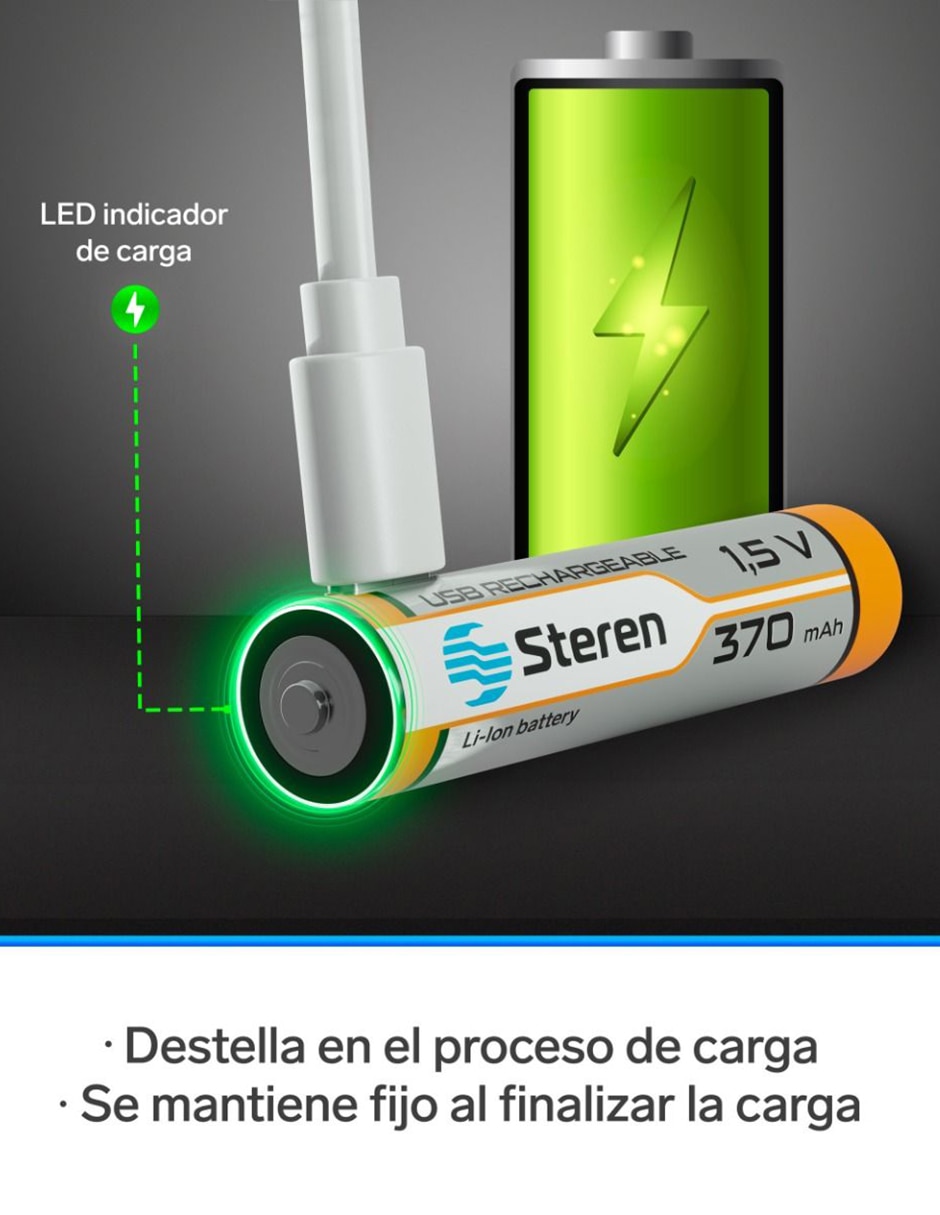 Paquete de pilas AAA Litio Steren 3.7 V 5